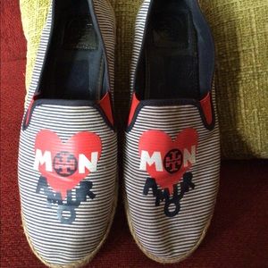 Tory Burch Mon Amour Espadrille Flats Shoes Hearts Size 10.5